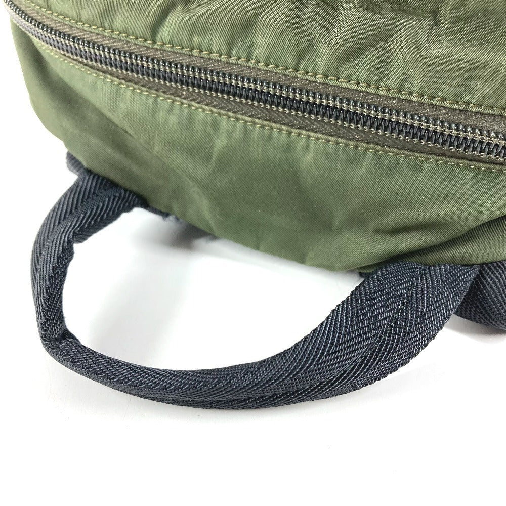 PRADA Triangle Logo Plate Bag Backpack Rucksack Nylon Unisex Khaki