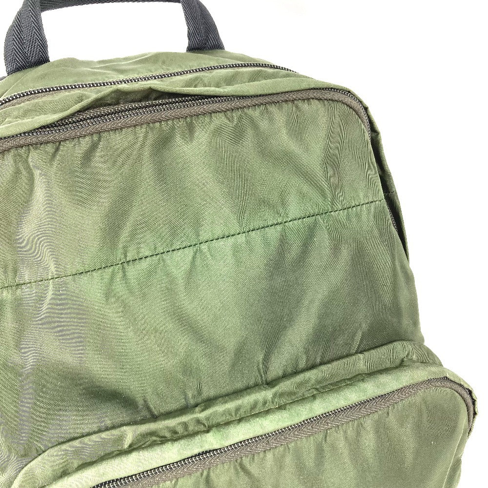PRADA Triangle Logo Plate Bag Backpack Rucksack Nylon Unisex Khaki