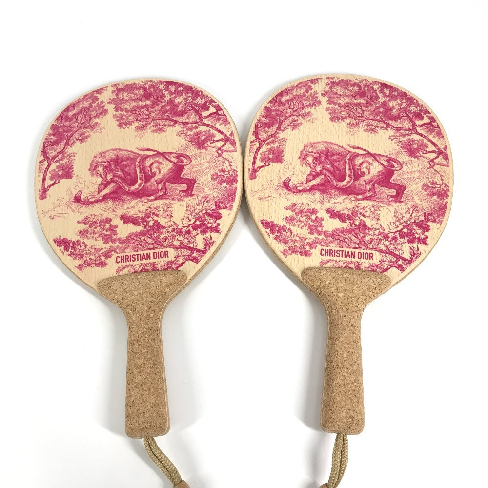 Dior トワルドゥジュイ ビーチラケット セット ラケット×2 ボール スポーツ インテリア 雑貨 ウッド ユニセックス ピンク