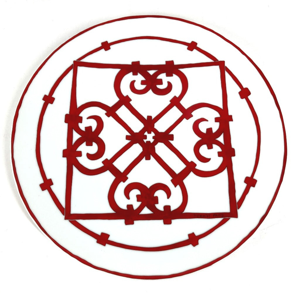 HERMES Guadalquivir 26cm Plate, Dish, Ceramic, Women's, Red