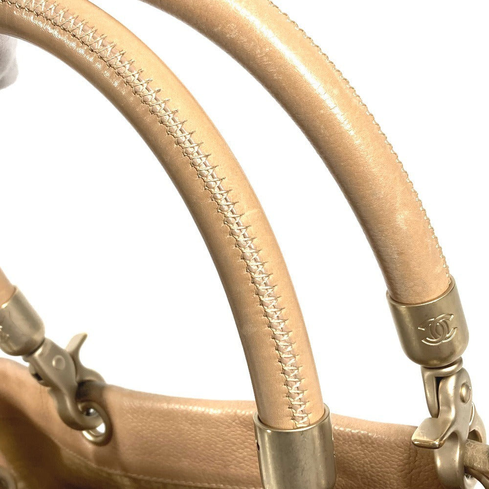 CHANEL CC ココマーク ロゴ カバン トートバッグ 肩掛け ハンドバッグ ショルダーバッグ キャビアスキン ユニセックス ベージュ