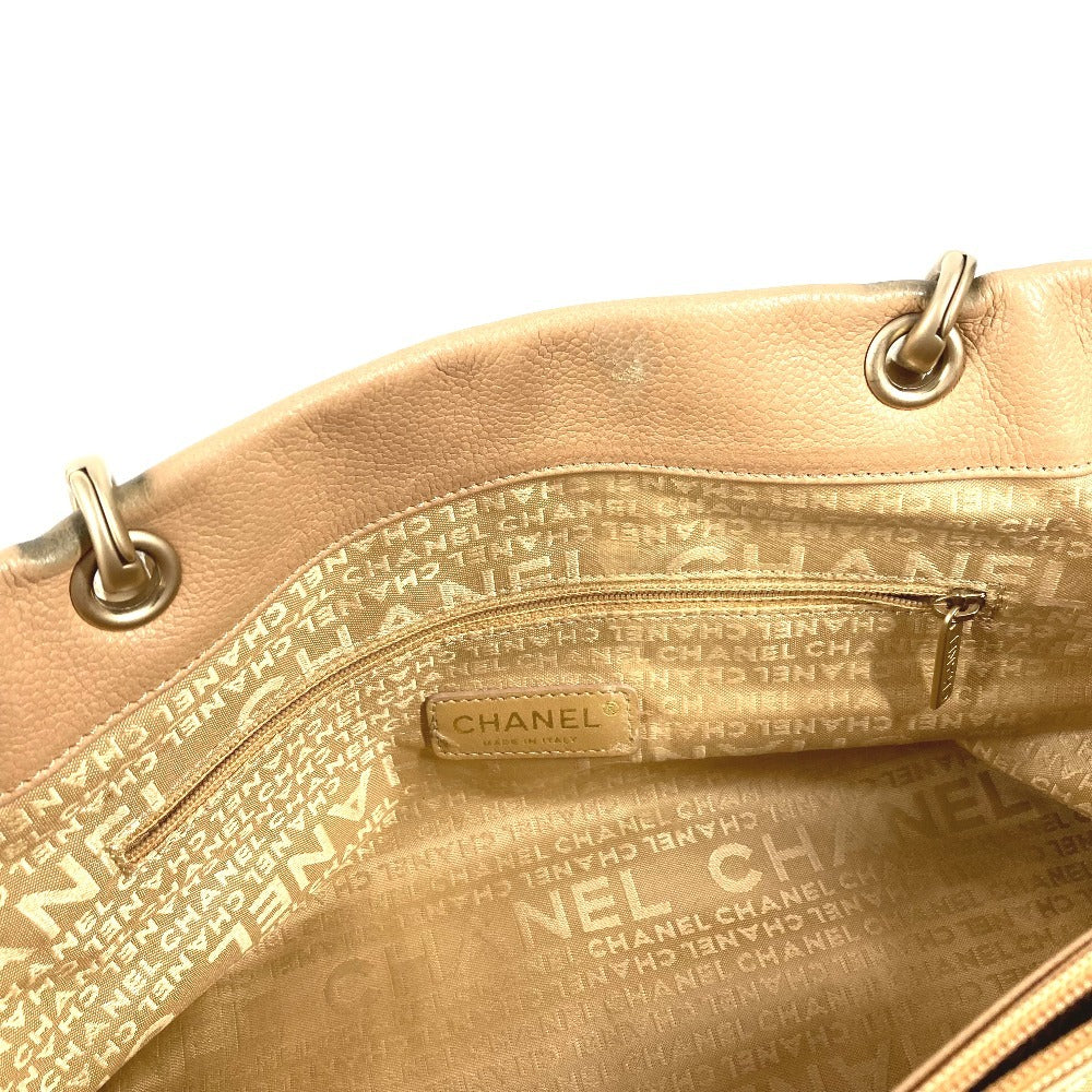 CHANEL CC ココマーク ロゴ カバン トートバッグ 肩掛け ハンドバッグ ショルダーバッグ キャビアスキン ユニセックス ベージュ