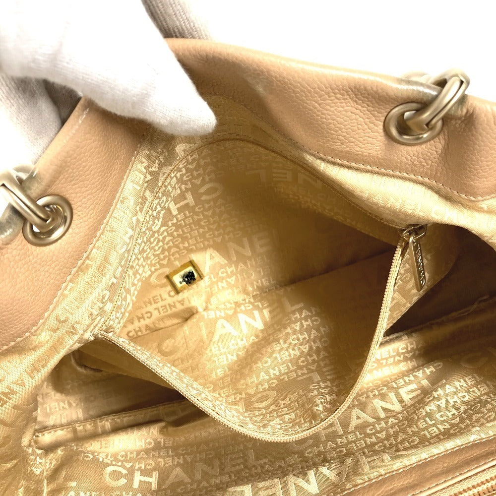CHANEL CC ココマーク ロゴ カバン トートバッグ 肩掛け ハンドバッグ ショルダーバッグ キャビアスキン ユニセックス ベージュ