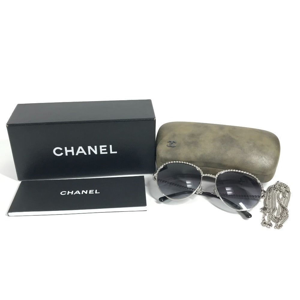 CHANEL 4242 CC Logo Coco Mark Chain Eyeglasses/Sunglasses, Plastic, Women's, Black
