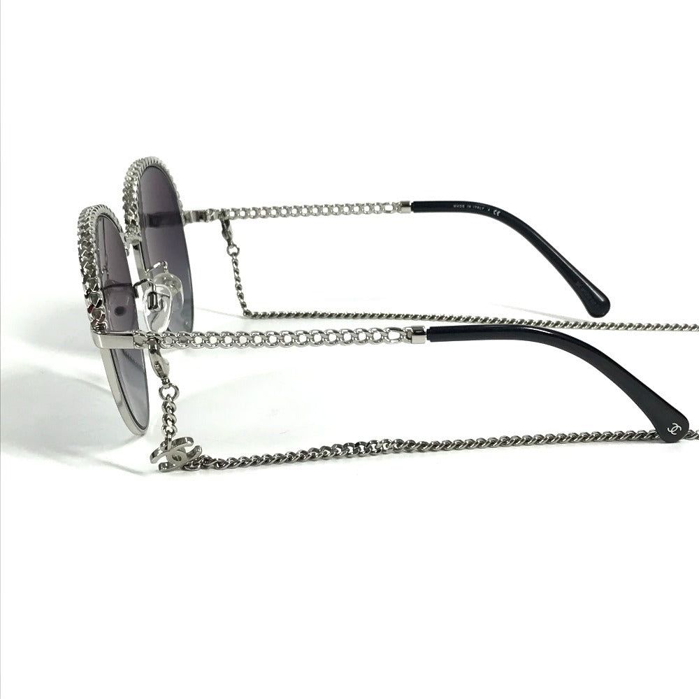 CHANEL 4242 CC Logo Coco Mark Chain Eyeglasses/Sunglasses, Plastic, Women's, Black