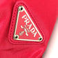 PRADA Triangle Logo Plate Plastic Handle Bag Handbag Shoulder Bag Nylon Unisex Red