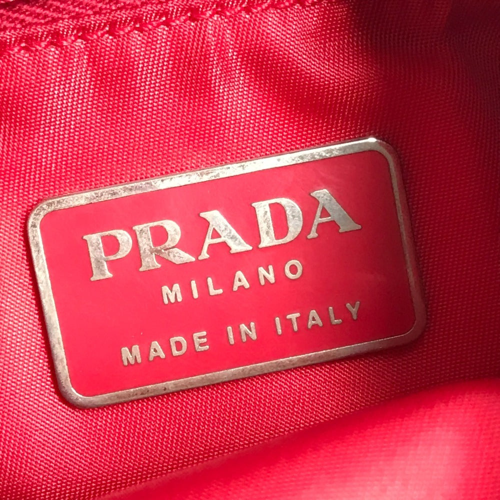 PRADA Triangle Logo Plate Plastic Handle Bag Handbag Shoulder Bag Nylon Unisex Red