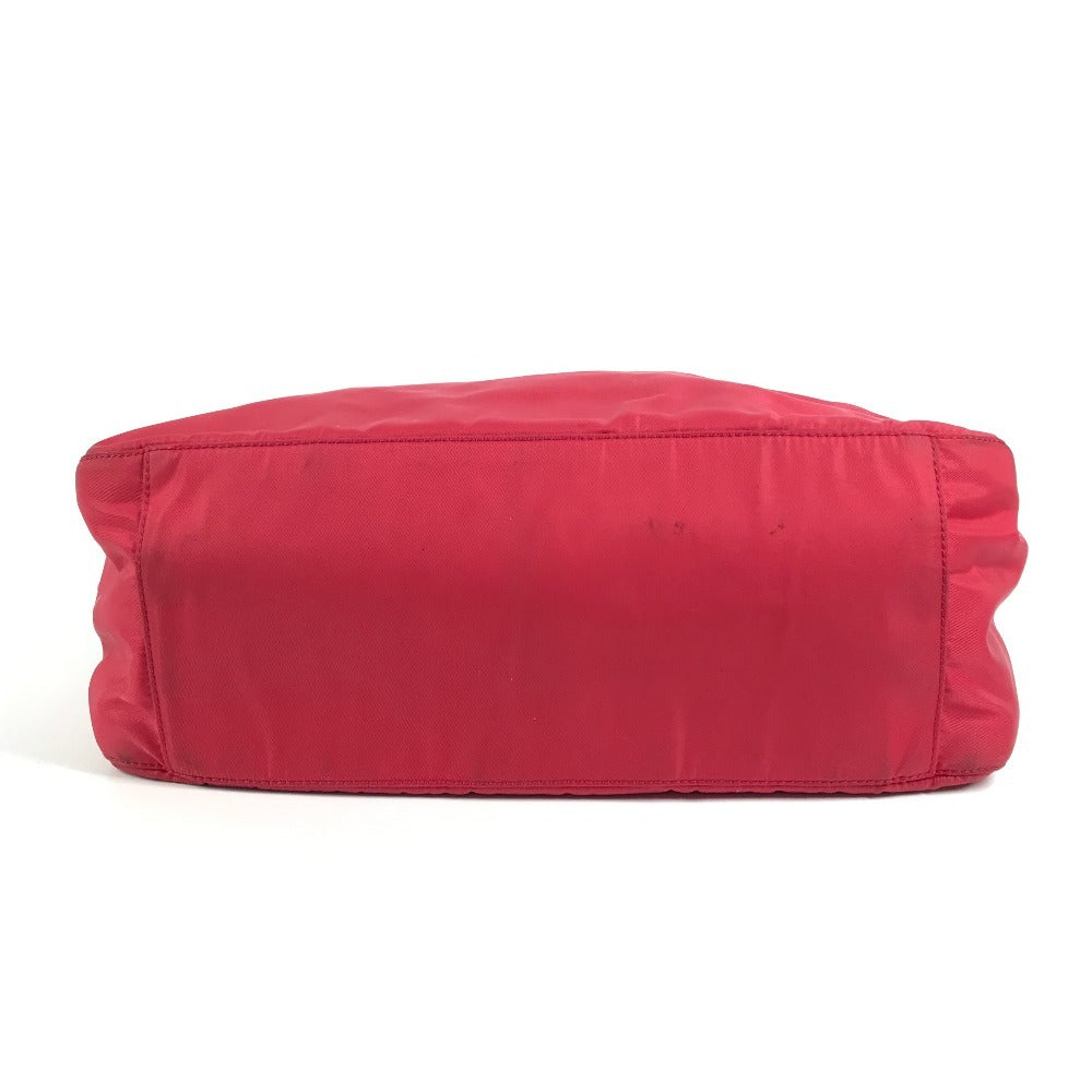 PRADA Triangle Logo Plate Plastic Handle Bag Handbag Shoulder Bag Nylon Unisex Red