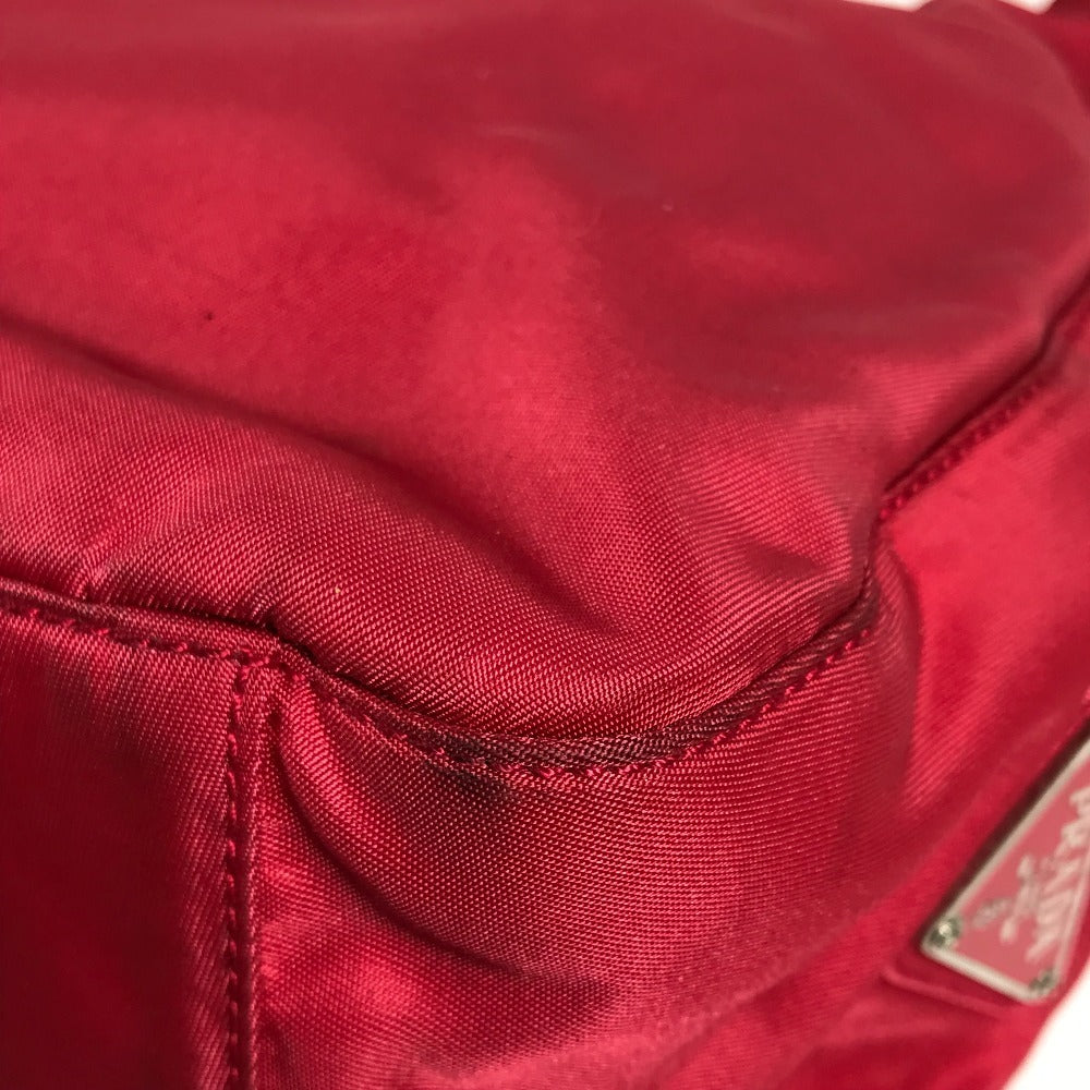 PRADA Triangle Logo Plate Plastic Handle Bag Handbag Shoulder Bag Nylon Unisex Red