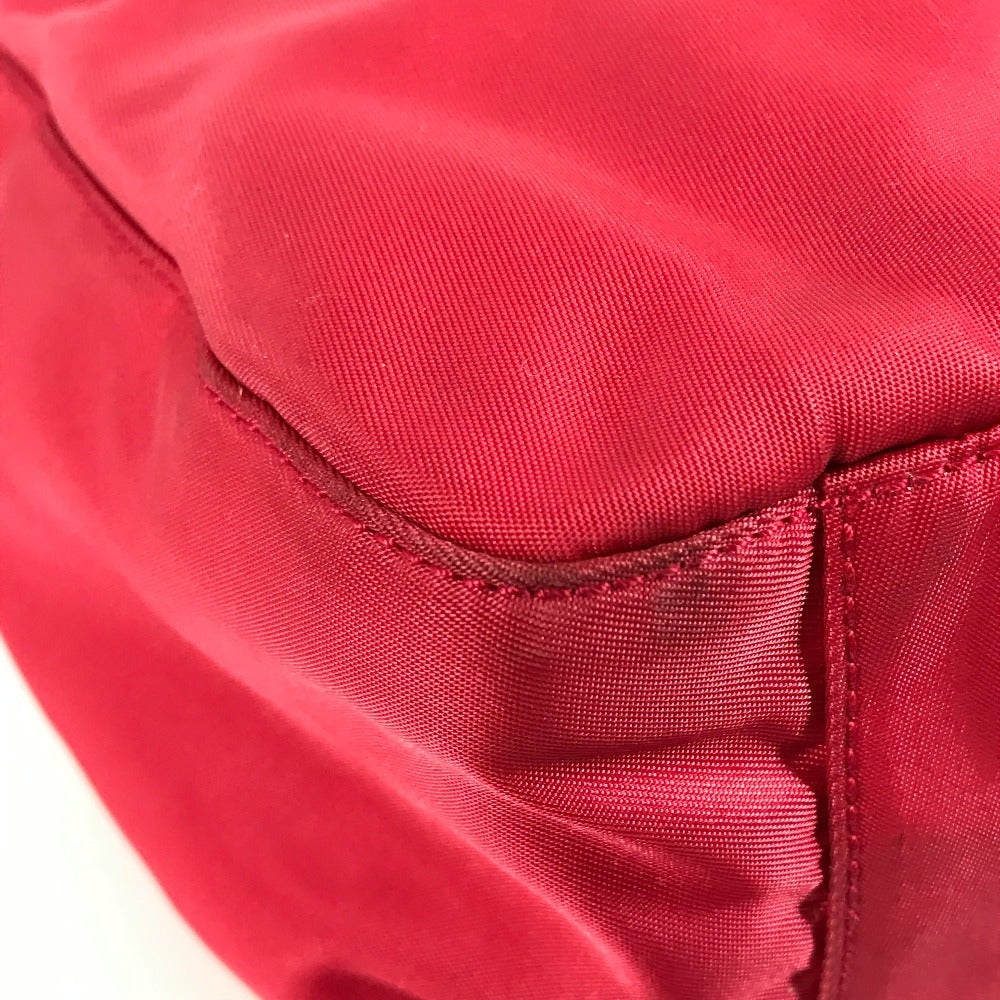 PRADA Triangle Logo Plate Plastic Handle Bag Handbag Shoulder Bag Nylon Unisex Red