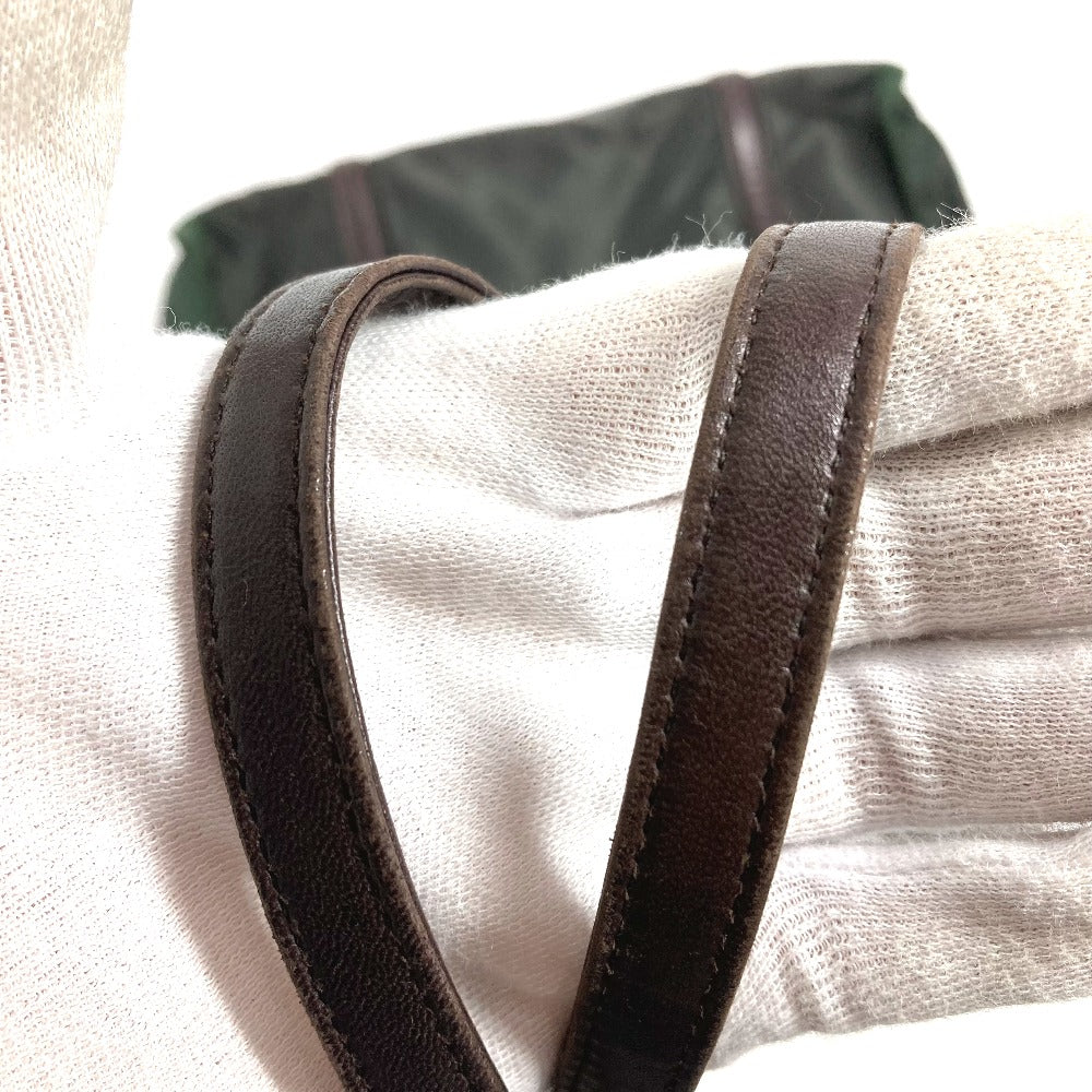 PRADA Triangle Logo Plate Handbag Tote Bag Shoulder Bag Nylon Unisex Khaki