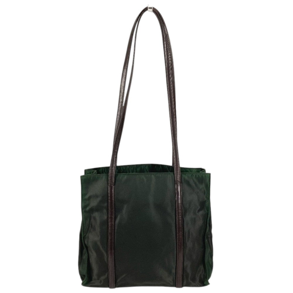 PRADA Triangle Logo Plate Handbag Tote Bag Shoulder Bag Nylon Unisex Khaki