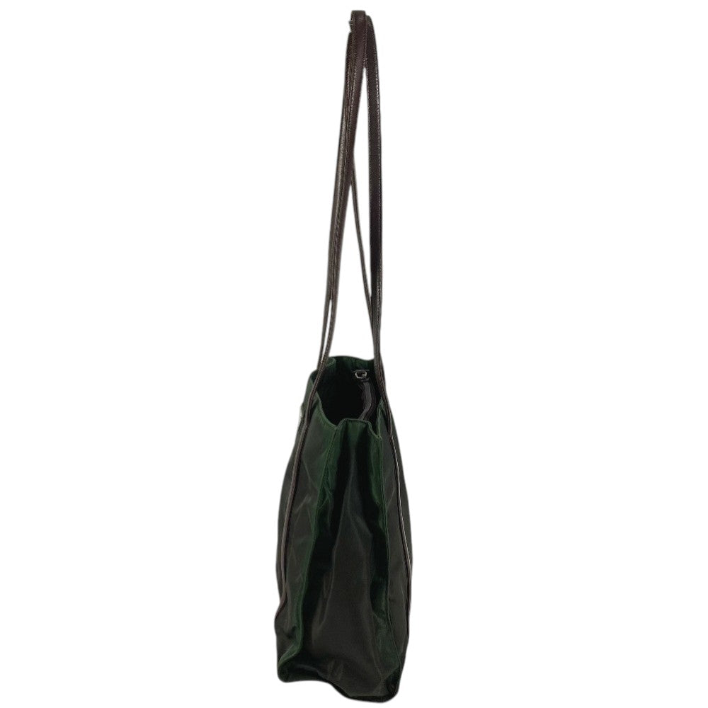PRADA Triangle Logo Plate Handbag Tote Bag Shoulder Bag Nylon Unisex Khaki