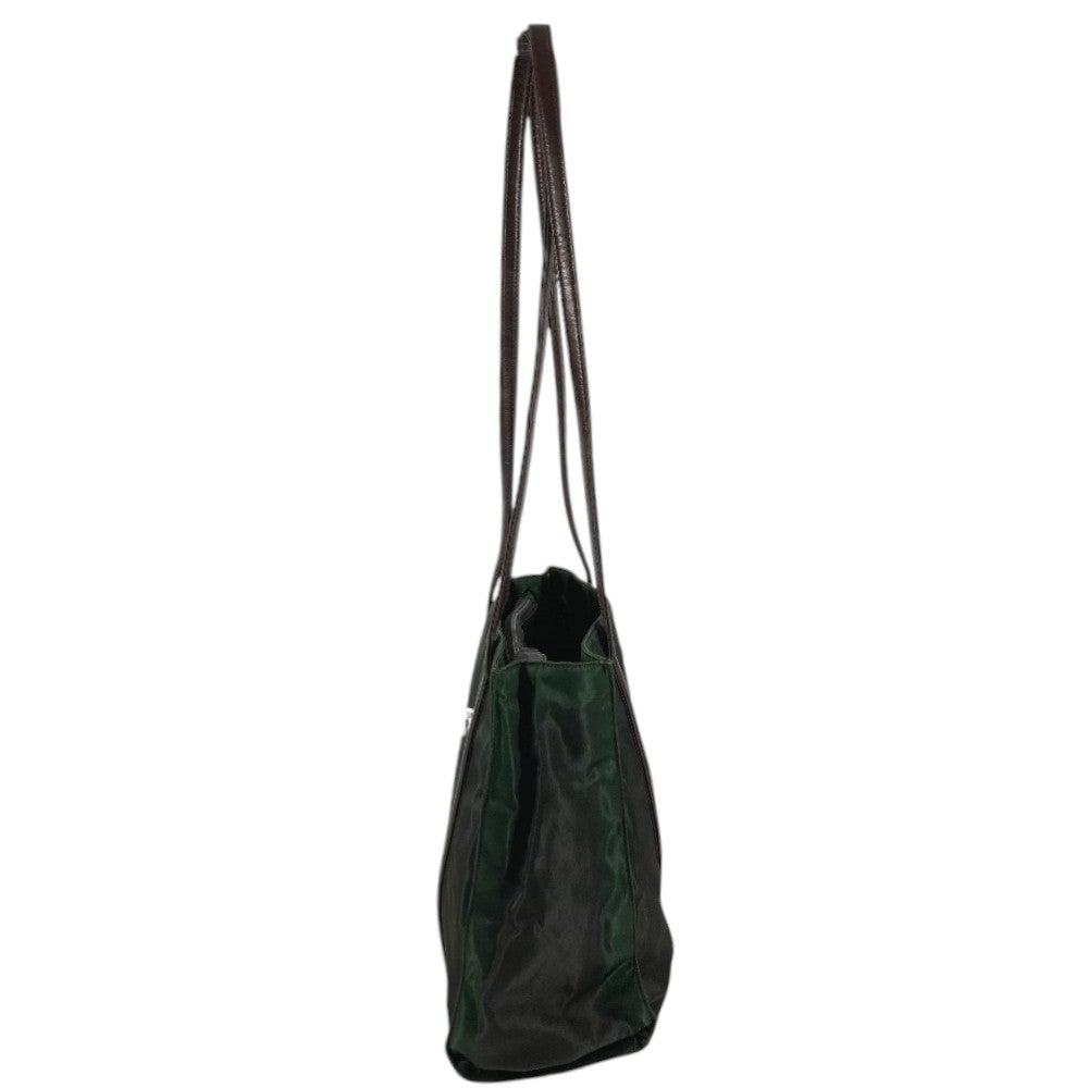 PRADA Triangle Logo Plate Handbag Tote Bag Shoulder Bag Nylon Unisex Khaki