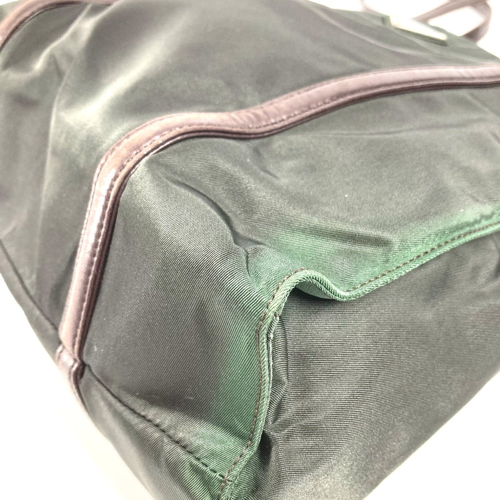 PRADA Triangle Logo Plate Handbag Tote Bag Shoulder Bag Nylon Unisex Khaki