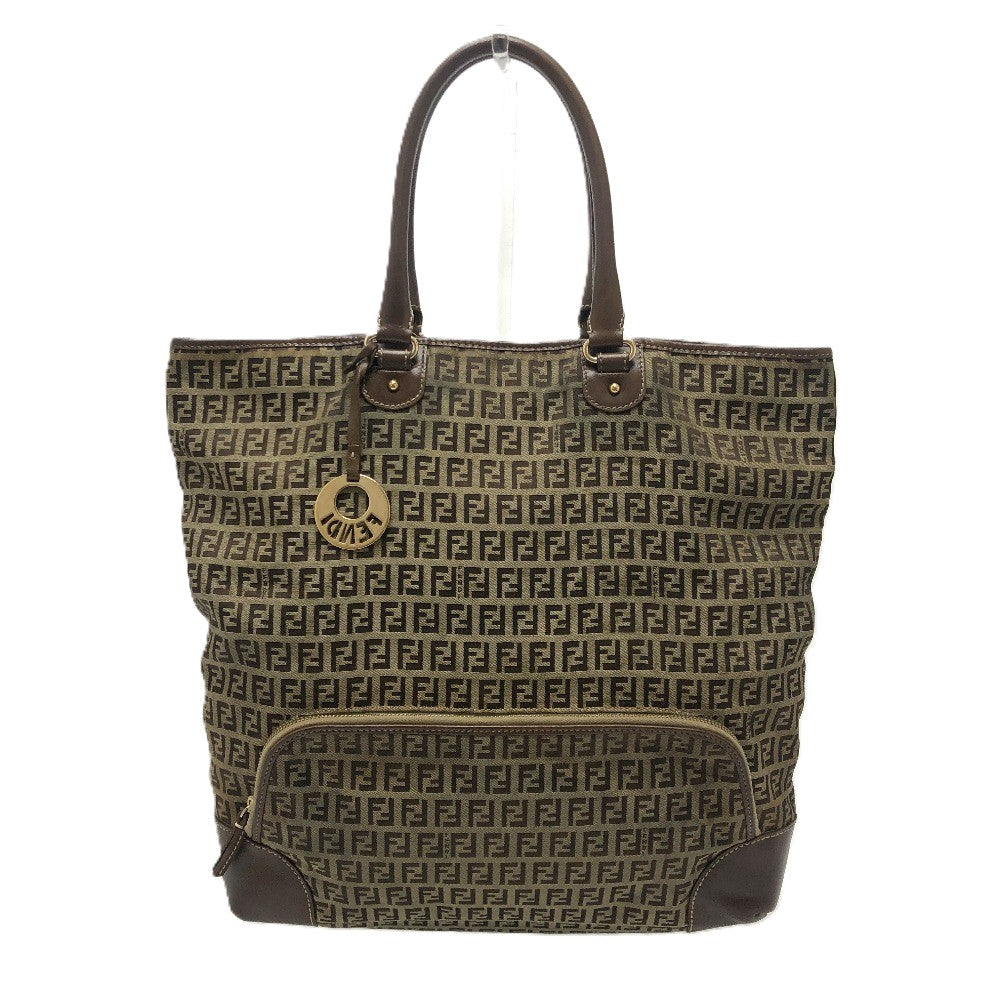 FENDI ズッキーノ カバン トートバッグ ハンドバッグ 肩掛け ショルダーバッグ キャンバス/レザー ユニセックス ベージュ