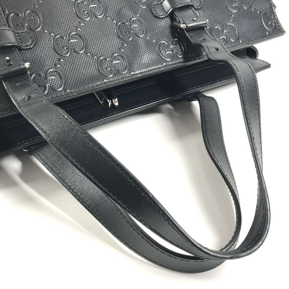 GUCCI 625774 GG Embossed Logo Bag Tote Bag Shoulder Bag Leather Unisex Black