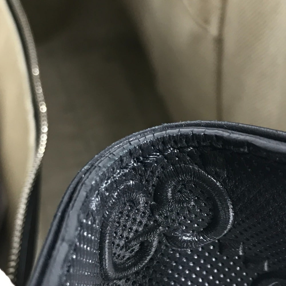 GUCCI 625774 GG Embossed Logo Bag Tote Bag Shoulder Bag Leather Unisex Black