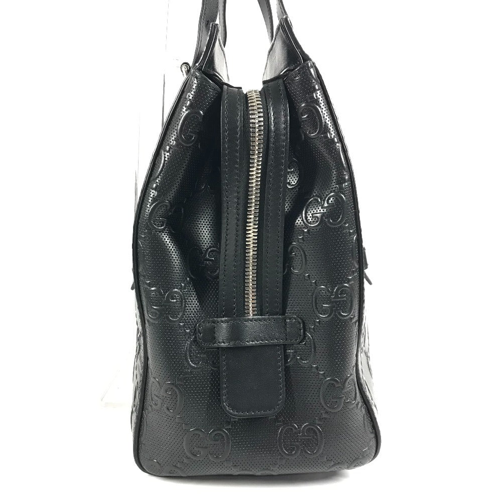 GUCCI 625774 GG Embossed Logo Bag Tote Bag Shoulder Bag Leather Unisex Black