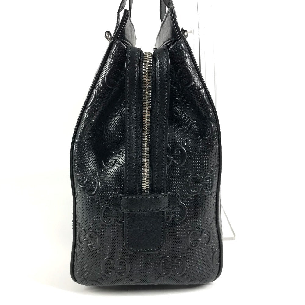 GUCCI 625774 GG Embossed Logo Bag Tote Bag Shoulder Bag Leather Unisex Black