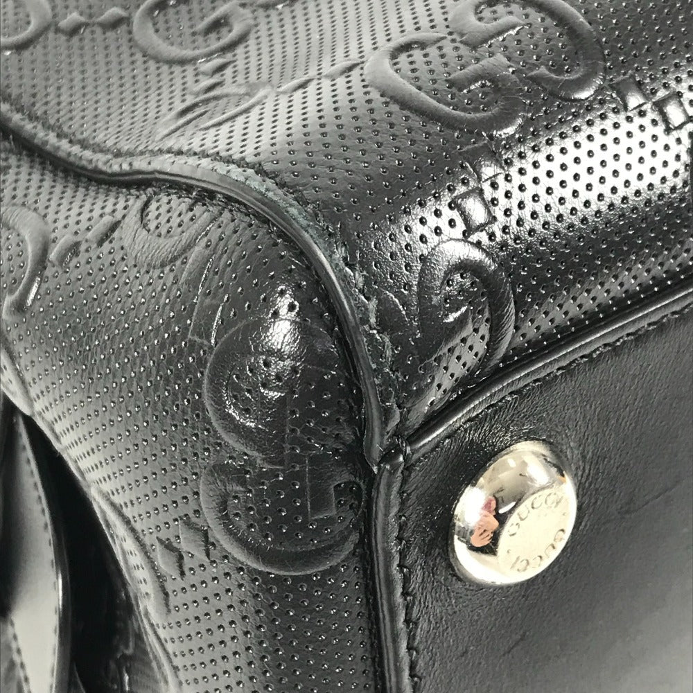 GUCCI 625774 GG Embossed Logo Bag Tote Bag Shoulder Bag Leather Unisex Black
