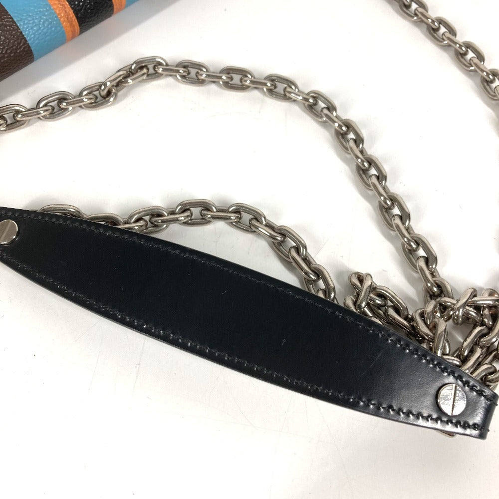 HERMES モノグラム ストライプ ポルトフォイユ ツイスト モノグラム ウォレット チェーンウォレット ショルダーバッグ 長財布 モノグラムキャンバス ユニセックス ブラウン