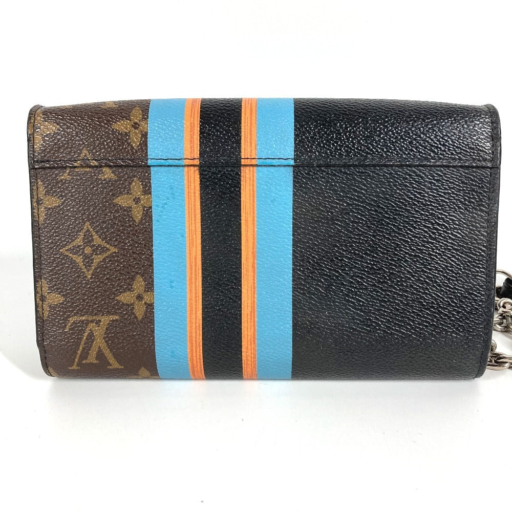 HERMES モノグラム ストライプ ポルトフォイユ ツイスト モノグラム ウォレット チェーンウォレット ショルダーバッグ 長財布 モノグラムキャンバス ユニセックス ブラウン