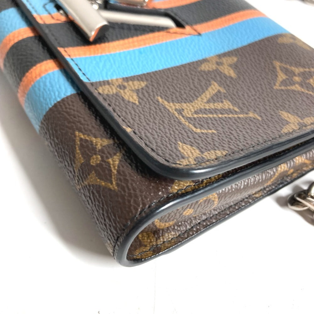 HERMES モノグラム ストライプ ポルトフォイユ ツイスト モノグラム ウォレット チェーンウォレット ショルダーバッグ 長財布 モノグラムキャンバス ユニセックス ブラウン