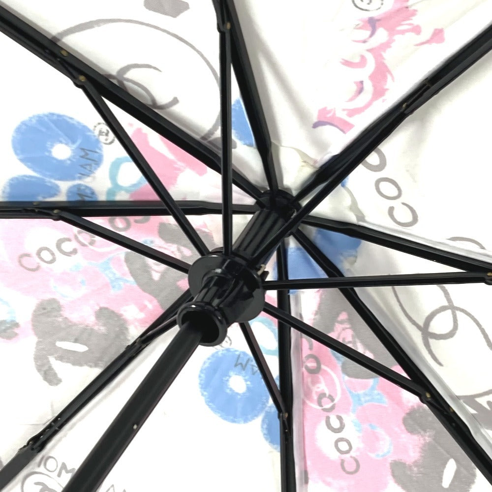 CHANEL CC Coco Mark All-Over Print Folding Umbrella Umbrella Polyester Unisex White