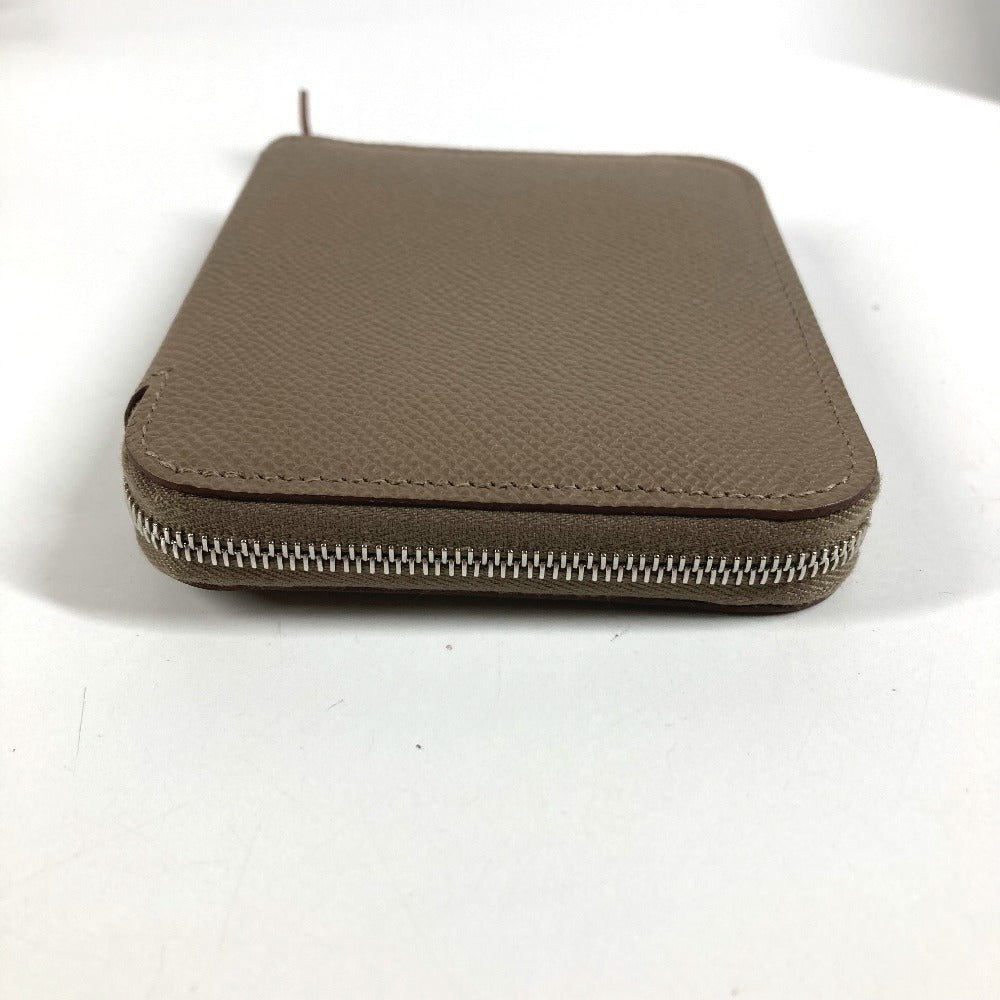 HERMES アザップコンパクトシルクイン 財布 小銭入れ ウォレット ラウンドファスナー コインケース エプソン ユニセックス エトゥープ グレー