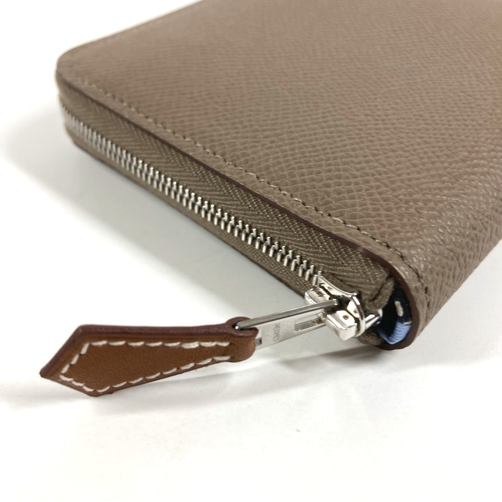 HERMES アザップコンパクトシルクイン 財布 小銭入れ ウォレット ラウンドファスナー コインケース エプソン ユニセックス エトゥープ グレー