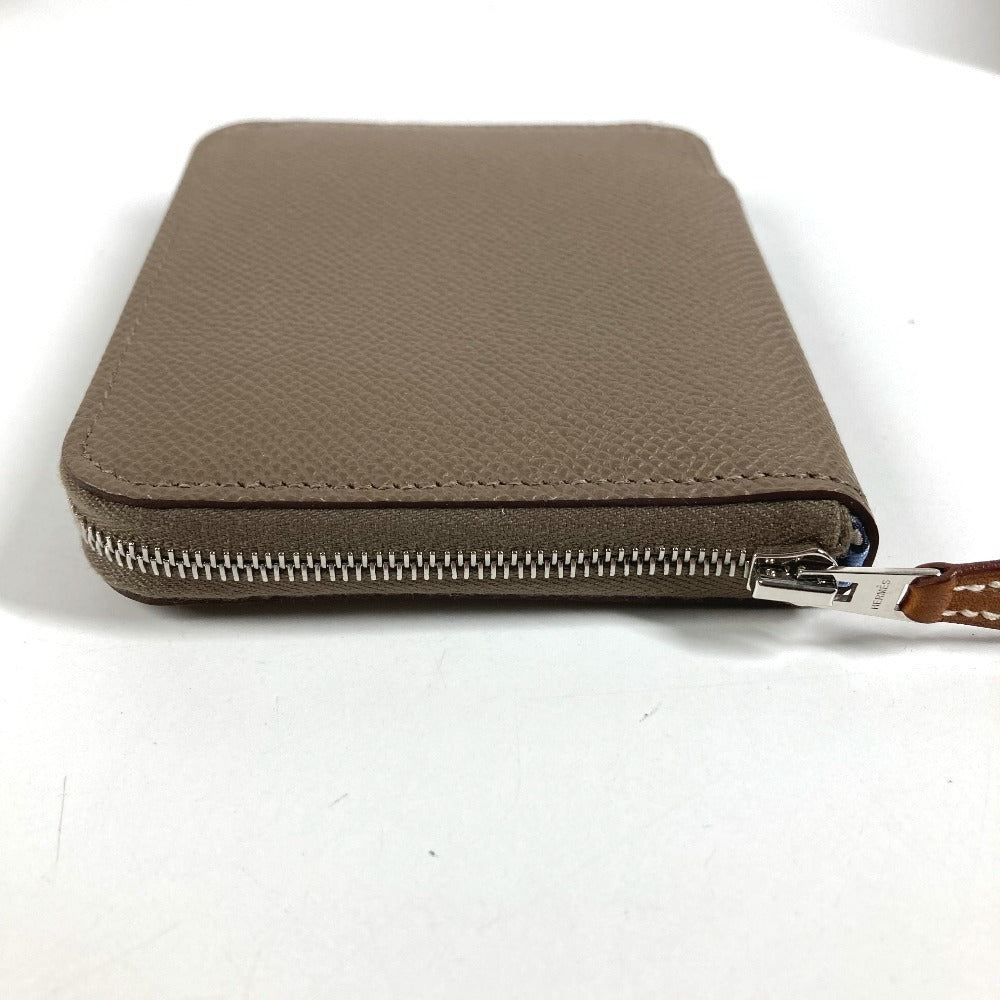HERMES アザップコンパクトシルクイン 財布 小銭入れ ウォレット ラウンドファスナー コインケース エプソン ユニセックス エトゥープ グレー