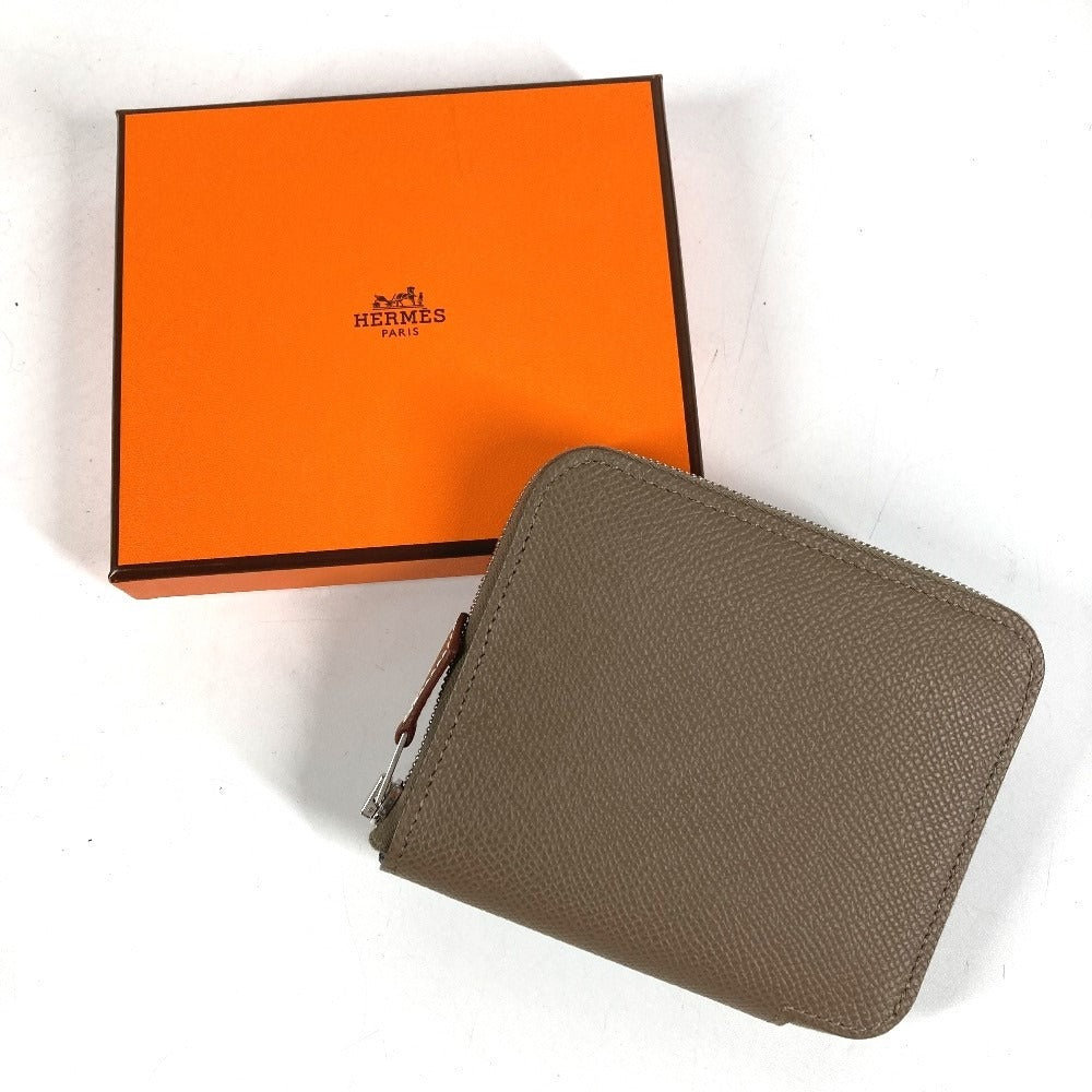 HERMES アザップコンパクトシルクイン 財布 小銭入れ ウォレット ラウンドファスナー コインケース エプソン ユニセックス エトゥープ グレー