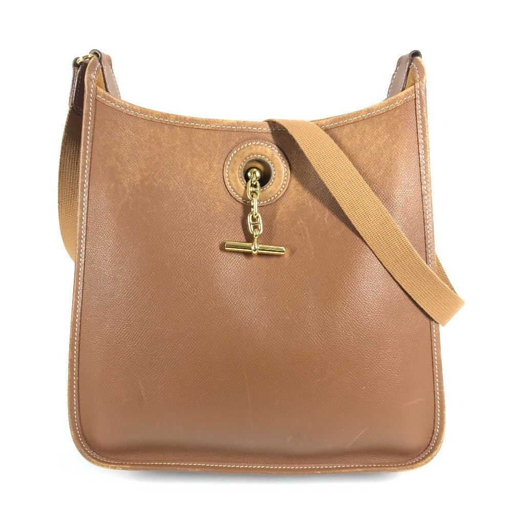 HERMES Vintage Vespa PM Crossbody Bag Leather Unisex Brown
