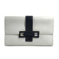 HERMES Vintage Medor Pouch Flap Bag Clutch Bag Leather Unisex White x Navy