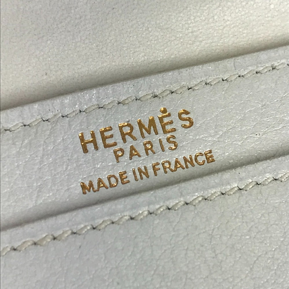 HERMES Vintage Medor Pouch Flap Bag Clutch Bag Leather Unisex White x Navy