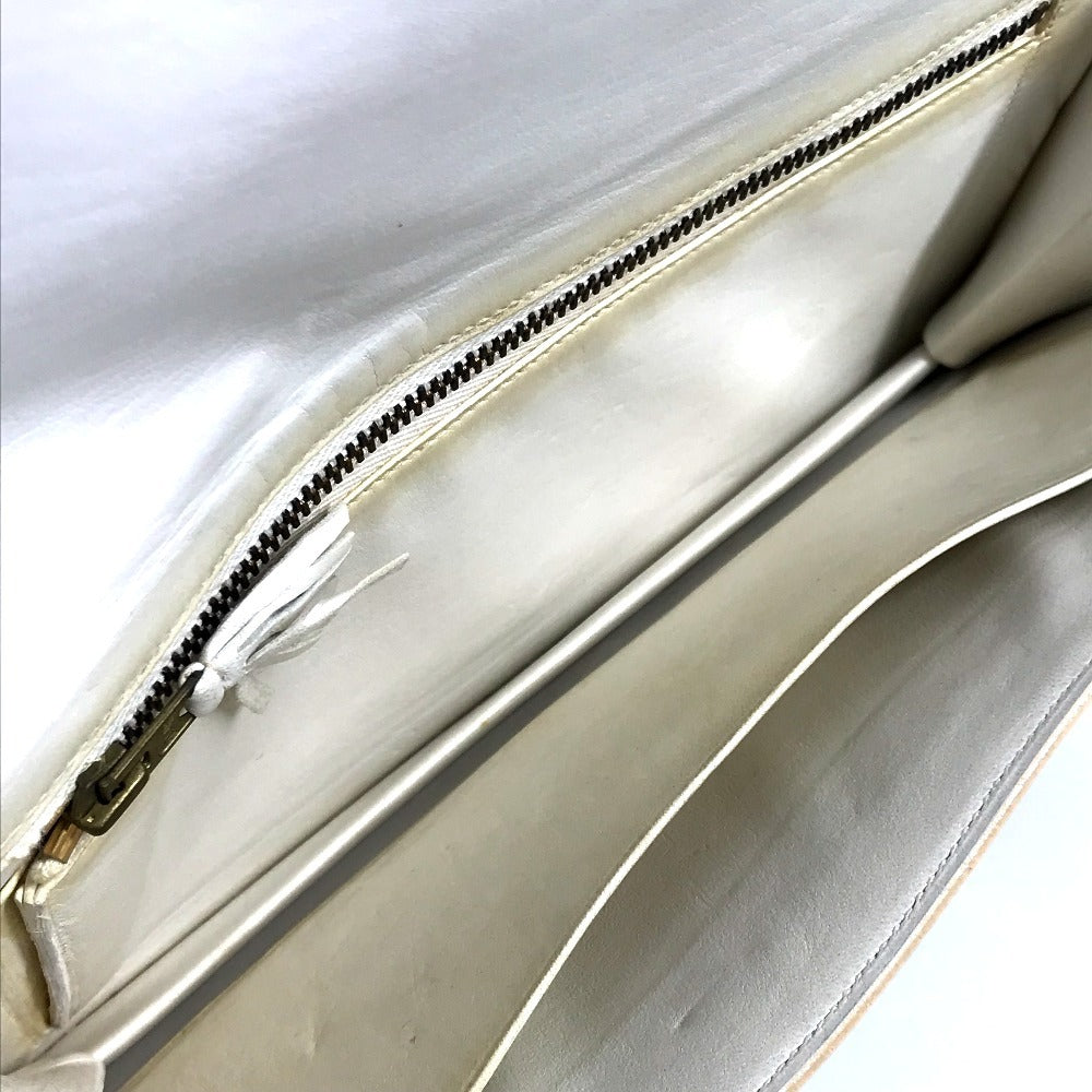 HERMES Vintage Medor Pouch Flap Bag Clutch Bag Leather Unisex White x Navy