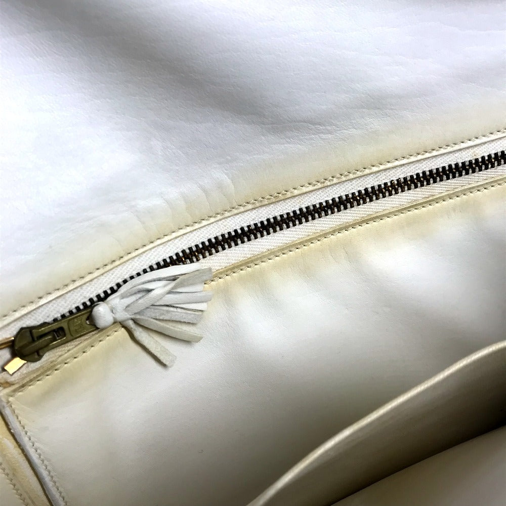 HERMES Vintage Medor Pouch Flap Bag Clutch Bag Leather Unisex White x Navy