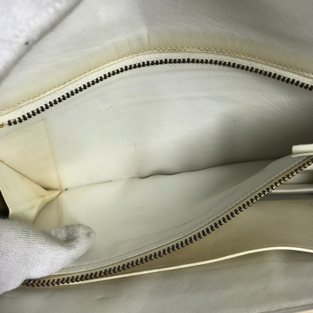 HERMES Vintage Medor Pouch Flap Bag Clutch Bag Leather Unisex White x Navy