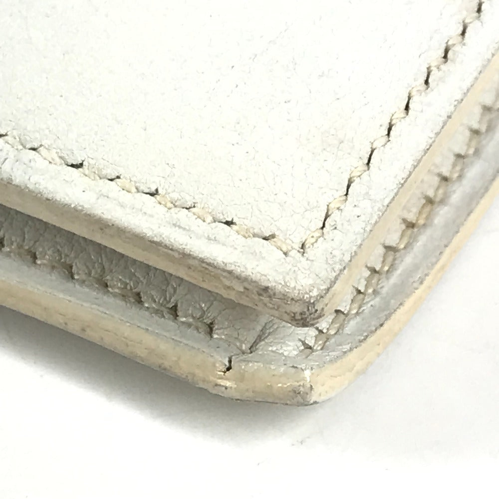 HERMES Vintage Medor Pouch Flap Bag Clutch Bag Leather Unisex White x Navy