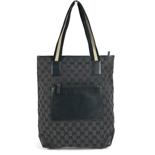 GUCCI 019 0401 GG ロゴ カバン トートバッグ 肩掛け ばけつ型 バケツ型 ショルダーバッグ レザー/キャンバス ユニセックス ブラック