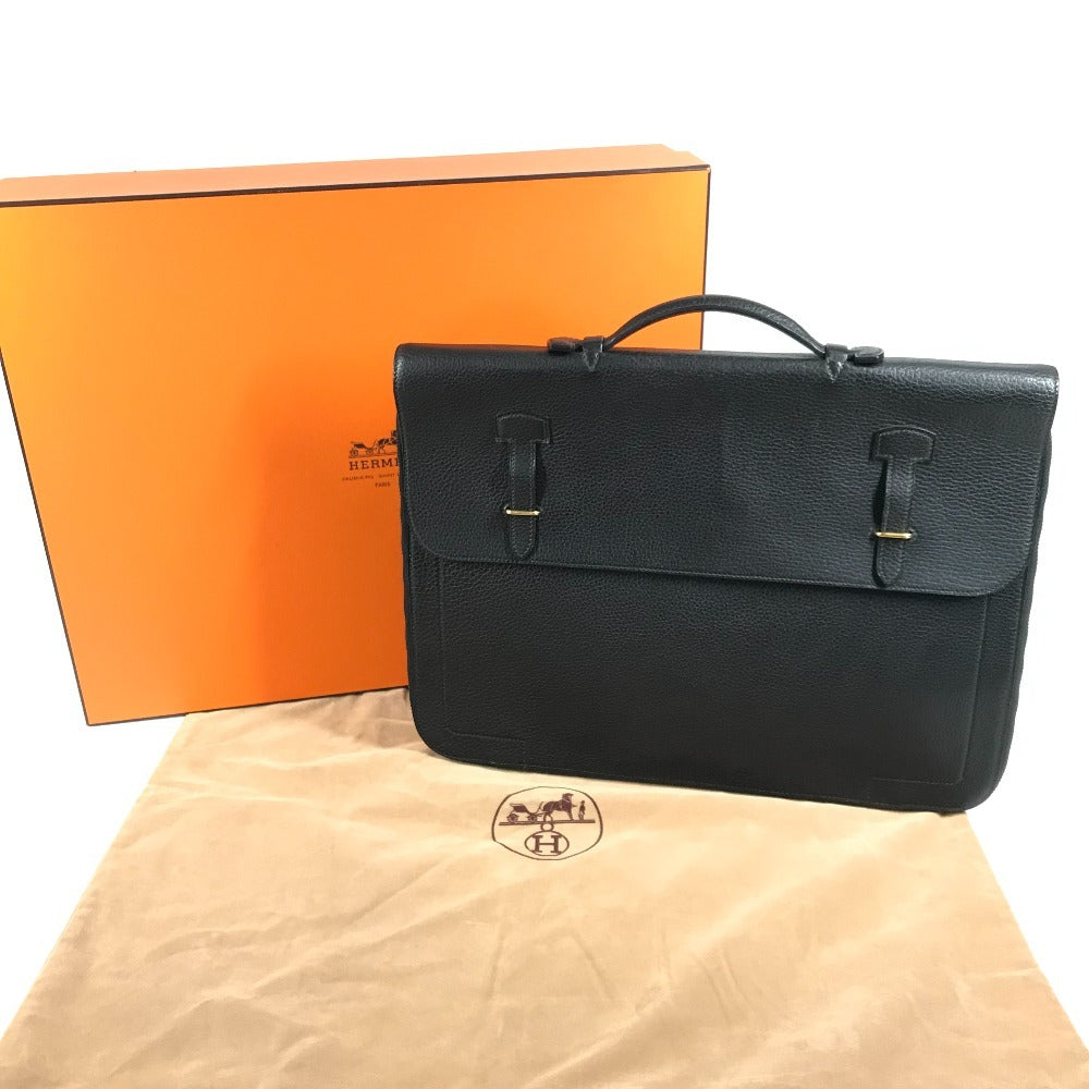 HERMES ヴィンテージ セルヴィエット カバン トートバッグ 書類バッグ ハンドバッグ ビジネスバッグ レザー ユニセックス ブラック