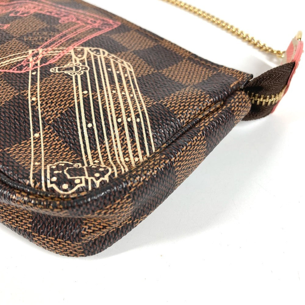 LOUIS VUITTON N41433 Damier Mini Pochette Accessoires Bag Accessory Pouch Chain Bag Handbag Damier Canvas Unisex Ebene Brown