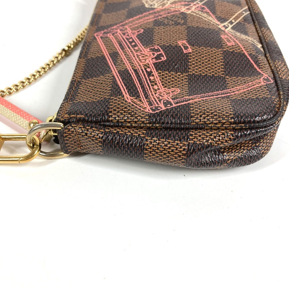 LOUIS VUITTON N41433 Damier Mini Pochette Accessoires Bag Accessory Pouch Chain Bag Handbag Damier Canvas Unisex Ebene Brown