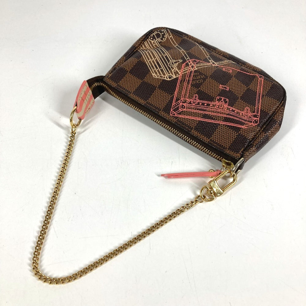 LOUIS VUITTON N41433 Damier Mini Pochette Accessoires Bag Accessory Pouch Chain Bag Handbag Damier Canvas Unisex Ebene Brown