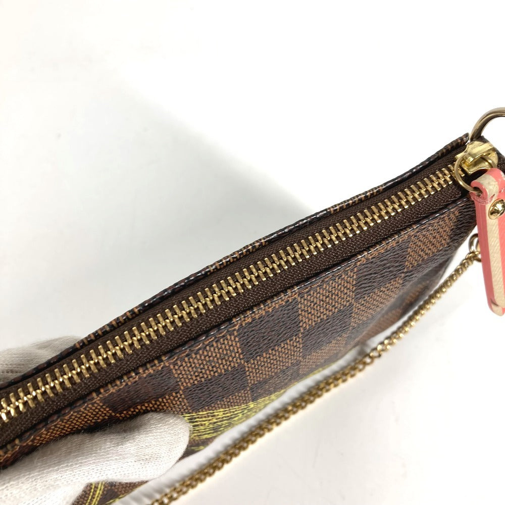 LOUIS VUITTON N41433 Damier Mini Pochette Accessoires Bag Accessory Pouch Chain Bag Handbag Damier Canvas Unisex Ebene Brown