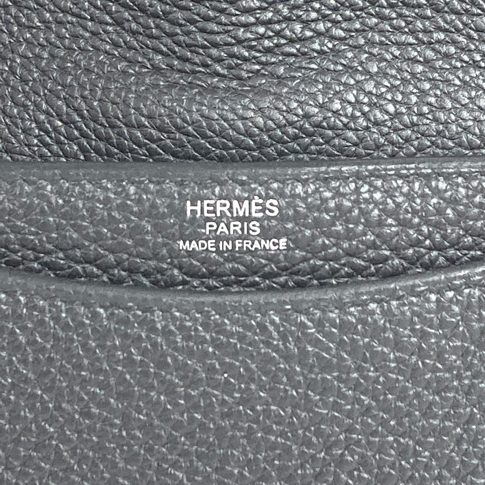 HERMES スティーブ ライト ジュニア 斜め掛け フラップ カバン メッセンジャーバッグ ショルダーバッグ トゴ ユニセックス ブラック
