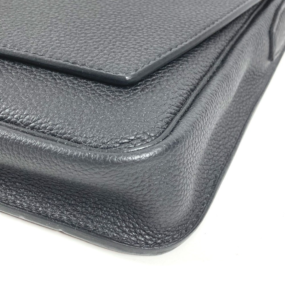 HERMES スティーブ ライト ジュニア 斜め掛け フラップ カバン メッセンジャーバッグ ショルダーバッグ トゴ ユニセックス ブラック