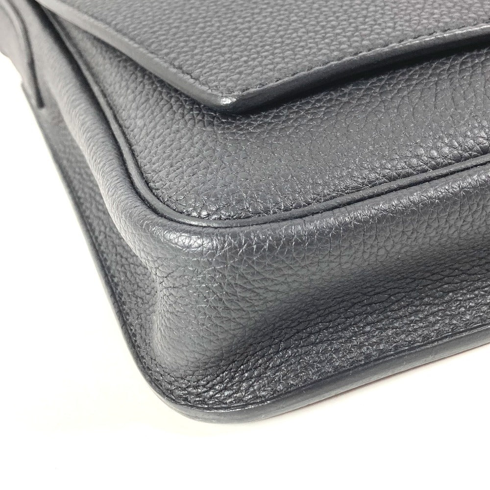 HERMES スティーブ ライト ジュニア 斜め掛け フラップ カバン メッセンジャーバッグ ショルダーバッグ トゴ ユニセックス ブラック