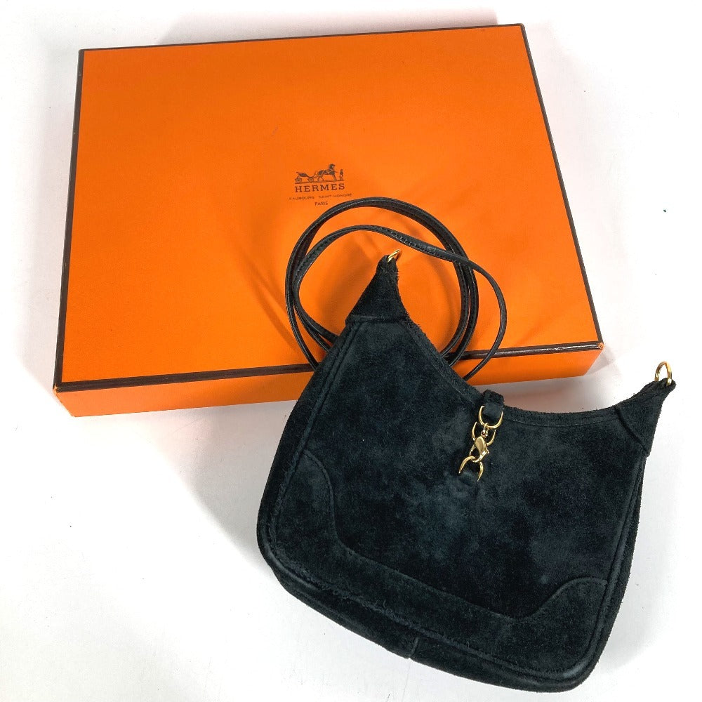 HERMES ミニミニトリム ミニミニ トリム 肩掛け カバン ポシェット ショルダーバッグ ドブリス レディース ブラック